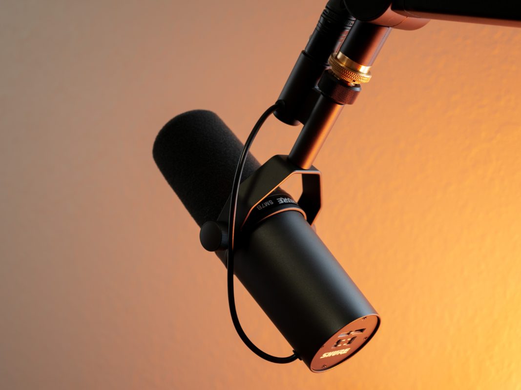 mic with orange background